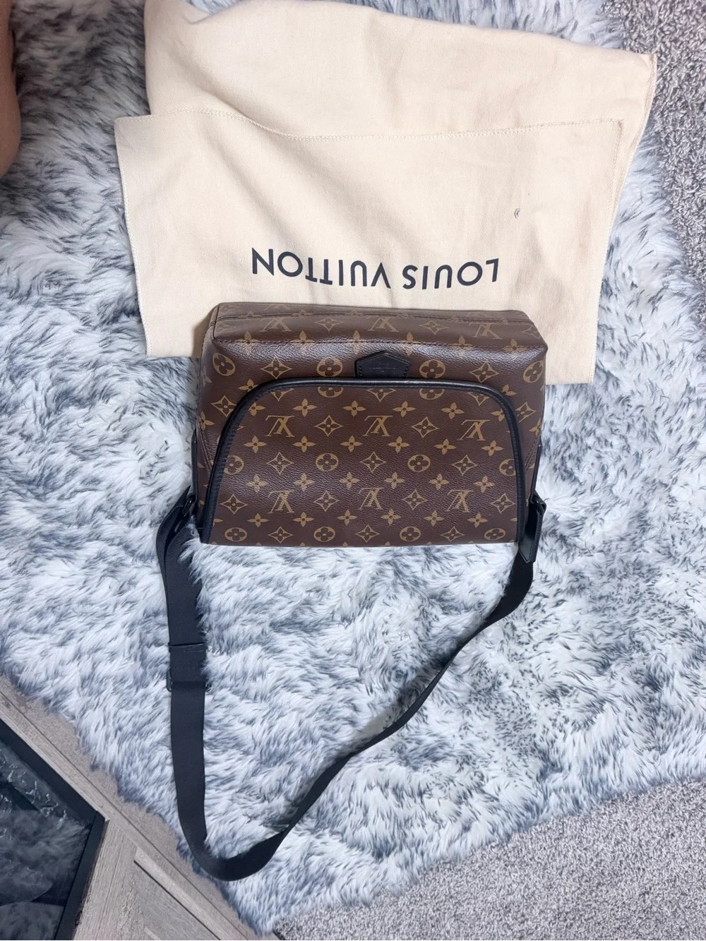 Monogram Canvas Crossbody Messenger Bag - Brown